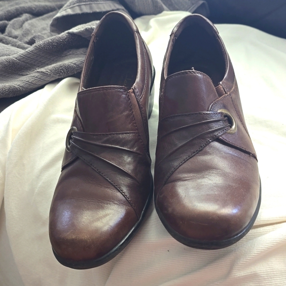Clark's Bendables Trance Brown heeled loafers Size 11